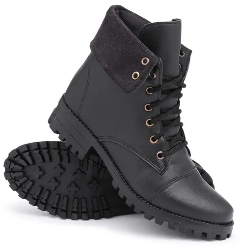Bota Coturno Feminino Cano Baixo Vira Alto 2 Cores Militar