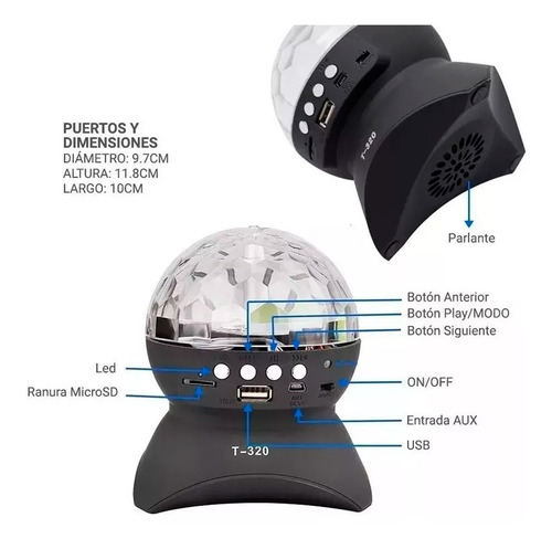 Parlante Bola Led