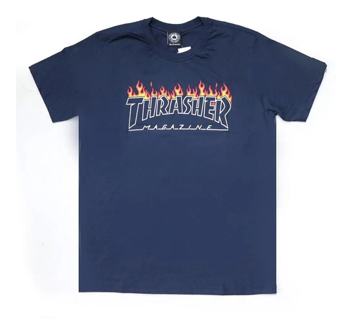 Camiseta Thrasher Scorched  Azul Marinho Original C/ Nf 