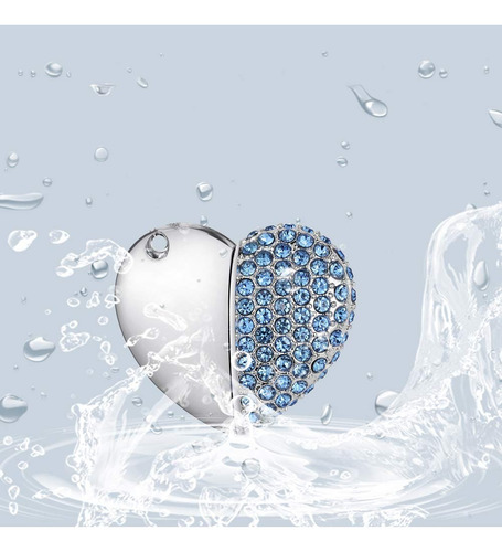 64gb Memoria Flash Usb 2.0 Con Forma De Corazón De Cristal Azul Acero