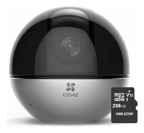 Ezviz Mini Cámara De Seguridad E6-plus-256 Pt Ip 3k 5 Mp Conexión Wi-fi Detección Humana + Seguimiento Inteligente Con Notificación Push Audio De Dos Vías + Memoria Microsd 256gb Para Uso En Interior