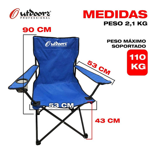 Imagen 3 de 10 de Silla Director Plegable Outdoors Professional Playa 110 Kg