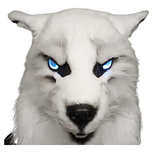 Puzou White Puzou-funda De Cabeza Completa De Lobo Para Halloween, Cubierta De Látex Elegante Para Cosplay, Cubierta De Cabeza De Lobo De Animal Ater