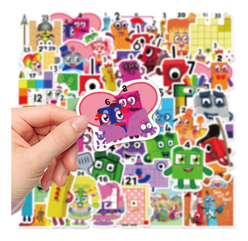 Adesivo de desenho à prova d'água Numberblocks de 52 peças