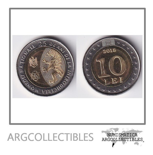Moldavia Moneda 10 Lei 2018 25 Aniv. Bimetalica Unc