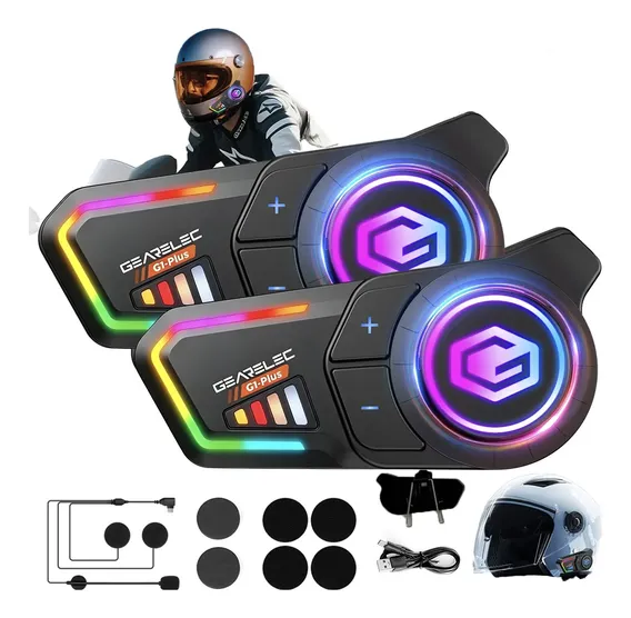 Par Comunicador Capacete Sem Fio 1000mah Moto Headset