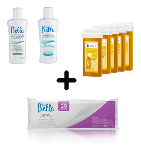 Kit Reposição Depil Bella 20 Lenços Óleo Loção 5 Refil Mel