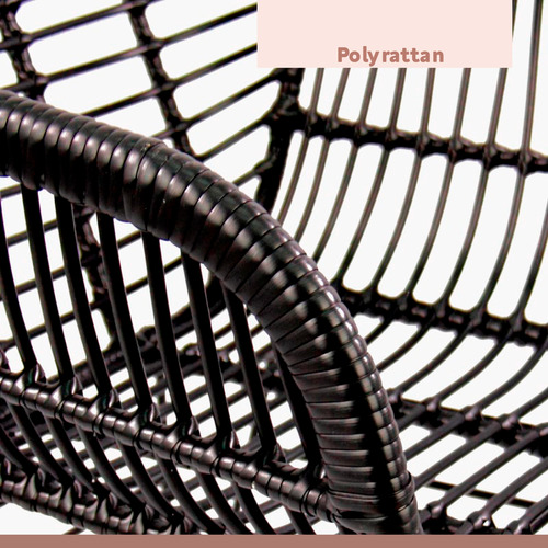 Butaca Con Apoyabrazos De Terraza Rattan Grecia Color Negro
