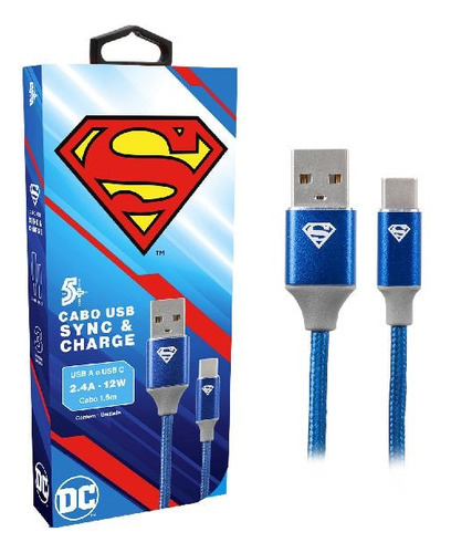 Cabo Sync/charge Usb-a Para Usb-c Dc Mobile - Superman