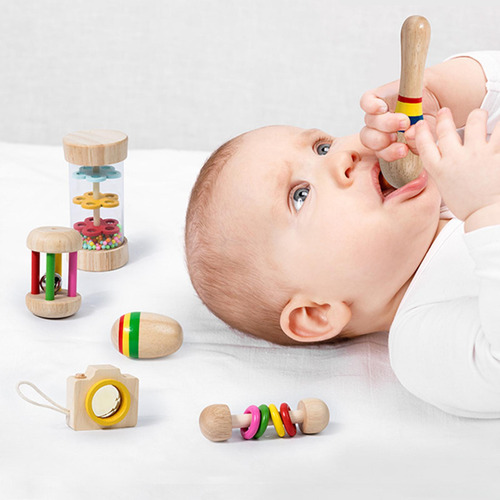 6x Juego De Juguetes De Madera Para Bebés, Hecho A Mano,