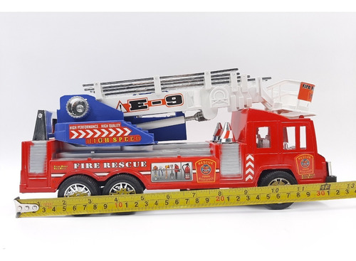 Imagen 8 de 10 de Camion De Bomberos A Friccion Grande 30cm Aprox Con Escalera