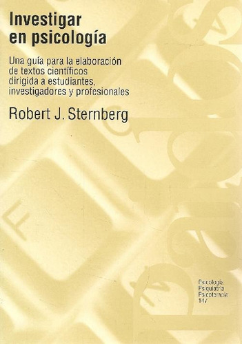 Libro Investigar En Psicologia De Robert J. Sternberg