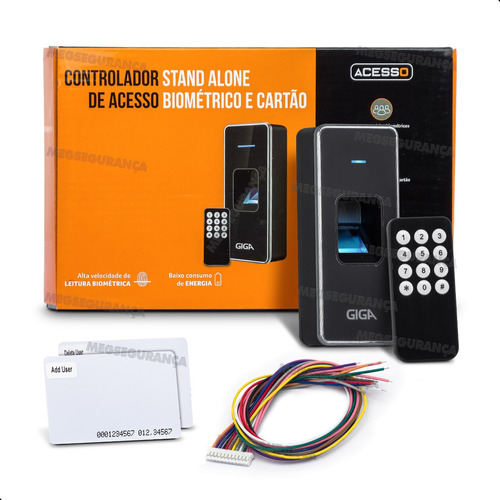 Controlador Acesso Biometria Cartão C/ Controle Remoto Giga