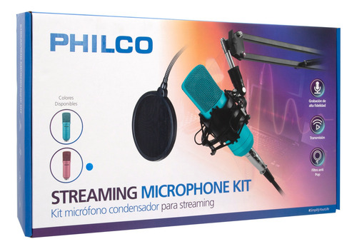Kit Studio Micrófono C Soporte Antipop Stand Philco Rosa