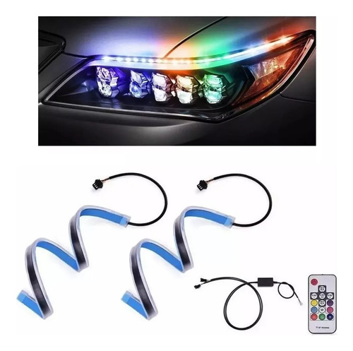 Tira De Luces Led Drl Rgb Flexible De 60cm, 2 Pares