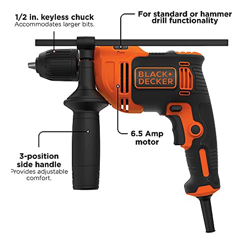 Black Y Decker Behd201 - Taladro Con Cable Color Negro Y Roj