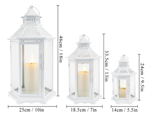 Juego De 3 Faroles Decorativos Para Velas Hexagonales, De 18