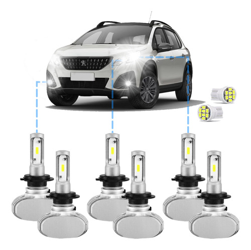 Kit Ultra Led S1 Peugeot 2008 2017/2022 12000 Lúmens 6500k