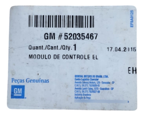 52035467 Modulo Freio Abs S10 Flex Original Na Embalagem