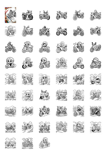 Caderno A4 Com 50 Desenhos Para Colorir Motos #103