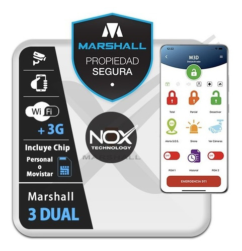 Imagen 2 de 10 de Central De Alarma Para Casa Marshall 3t Gsm 3g Inalámbrica