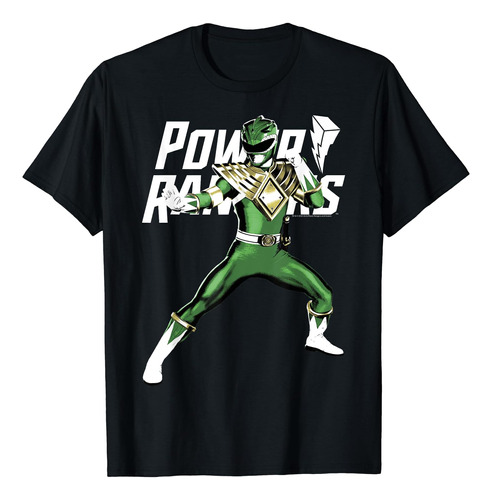 Power Rangers Green Ranger Karate Acción Pose Logo Camiseta