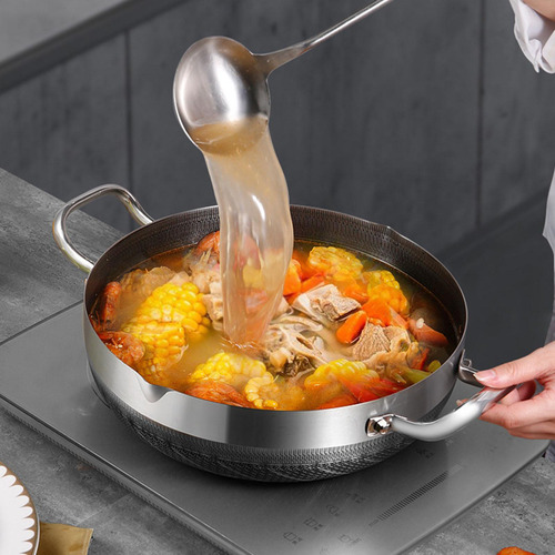 Olla De Sopa De Acero Inoxidable Para Freír, 30 Centimetros