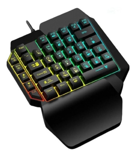 Teclado Gamer Uma Mão Rgb Led Single Handed Usb Pc M-1300