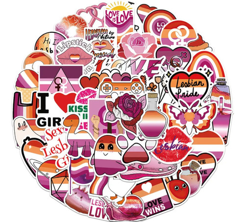 Set De 50 Stickers Lesbian Pride 
