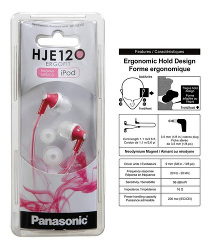 Auriculares Panasonic Ergo Fit In Ear Rosa