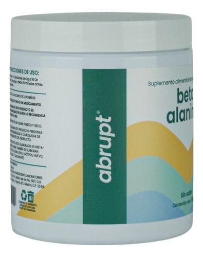 Abrupt Beta Alanina En Polvo, Suplemento Sin Sabor