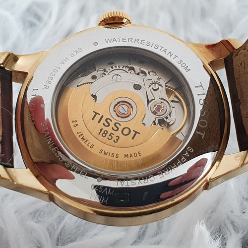 Relogio Tissot Le Locle Automatico Douradado Pulseira Couro