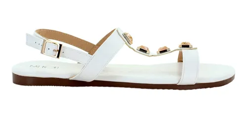 Lumier Huarache Moda Casual Pedreria Oro Blanco Mujer 80394