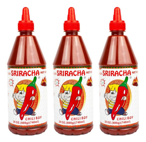 Salsa Sriracha Hot Chili Sauce Chiliboy China 3 Pack X 740ml