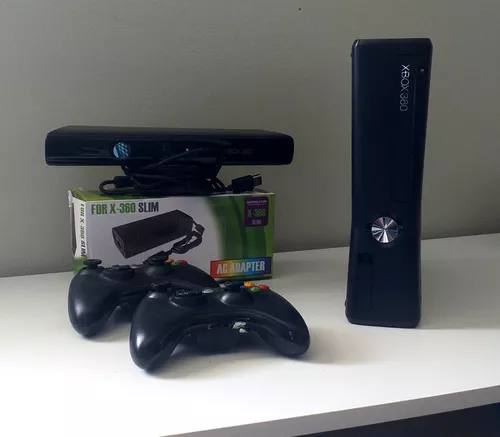 Console Xbox 360 Super Slim Kinect 2 Controles 1 Jogo Usado