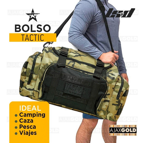 Imagen 6 de 8 de Bolso De Viaje Reforzado Camuflado Gym Deportivo Grande