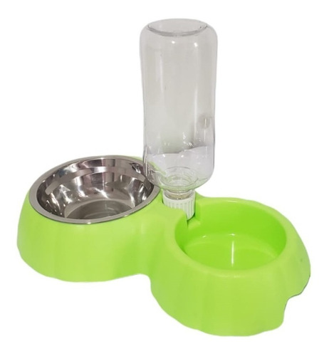 Comedouro Inox Bebedouro Automático P/ Cães De Pequeno Porte Cor Verde-claro