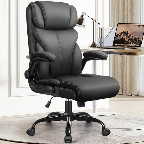 Silla De Oficina De Cuero Ergonometrica C/soporte Lumbar M B
