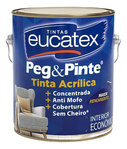 Tinta Eucatex Acrílica Peg E Pinte 3,6l Cores Personalizadas Cor CONCHA PRATEADA