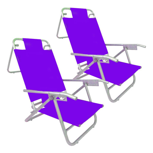 Reposera Sillon 5 Posiciones Aluminio Silla Baja Playa X 2 U