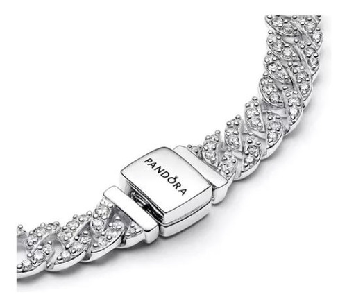 Pandora Pulsera De Cadena Timeless Cubana Pavé Original Plateado 16 Cm 16 Cm
