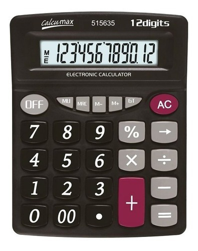 Calculadora 12 Digitos Comercial Escritorio Grande 20 X15 Cm