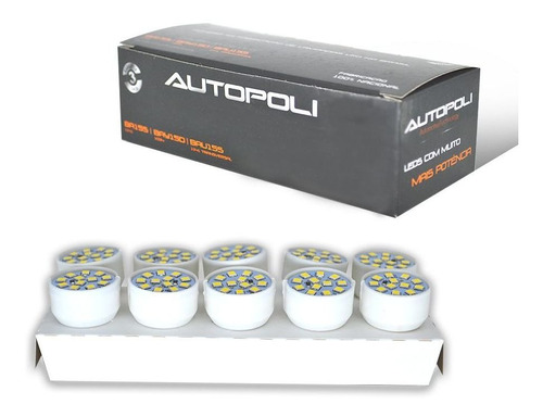 Lampada Led Carro T20 1 Polo 3,5w 12v 12 Leds Branca Caixa