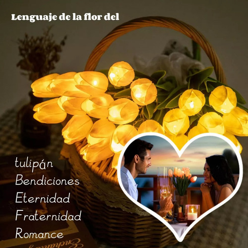 Lámpara Led De Luz Nocturna 10 Flores Simulación Tulipanes