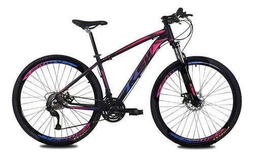 Bicicleta Aro 29 Ksw Alivio 1.0 27v Hidraulico - Trava - K7 Cor Pink+azul Degrade Tamanho Do Quadro 19