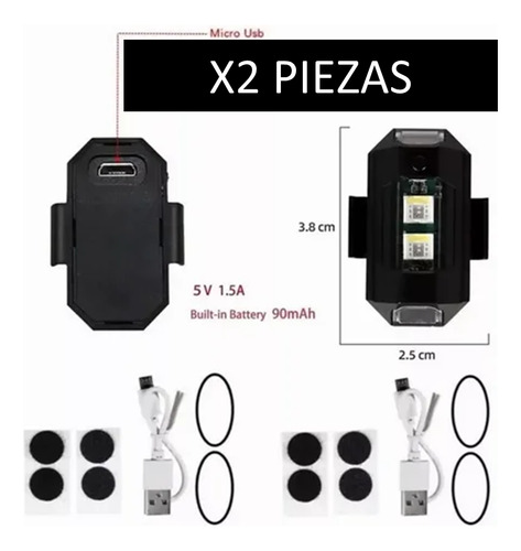 Mini Led Estrobo Recargable Rgb Para Motos Carros