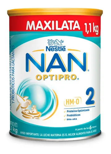 Leche de fórmula en polvo Nestlé Nan Optipro 2 en lata de 1 de 720g - 6 a  12 meses