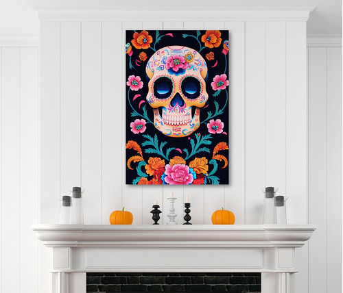 Cuadro Canvas Calavera De Azúcar, Día De Muertos, Ofrenda 