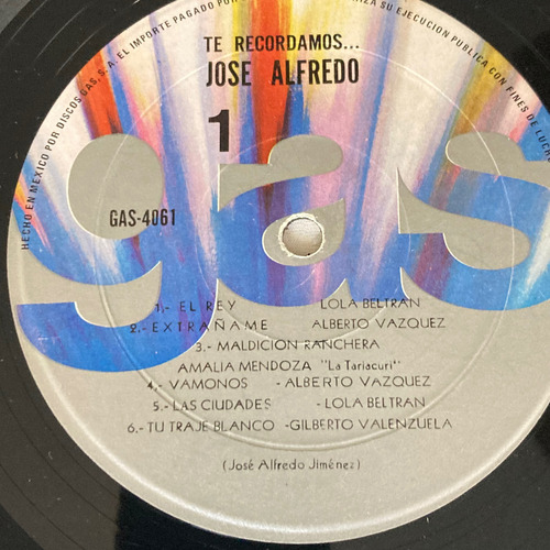 Varios/ Te Recordamos José Alfredo Jiménez Lp Vinilo 1974 Mx Estándar (Usado)