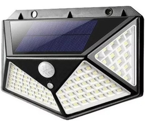 Luminária Parede Solar 100 Leds Bateria Luz Balizador Jardim